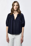 Costa V Neck Blouse - Greige Goods