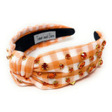 Orange Gingham Jeweled Knot Headband - Greige Goods
