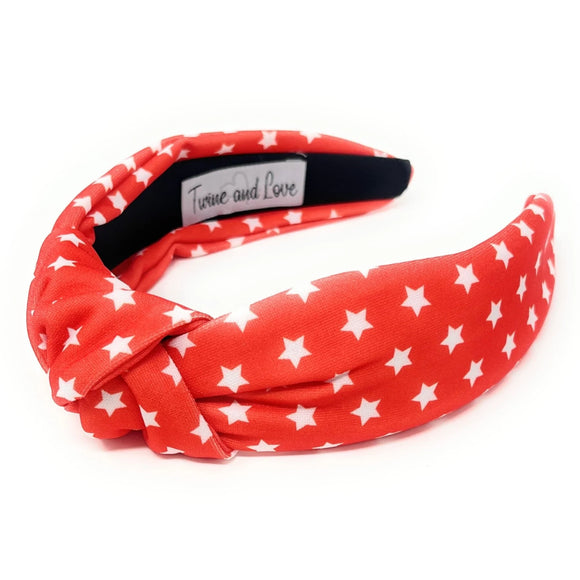 Red White Stars Knotted Headband - Greige Goods