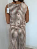 Checkered Top - Greige Goods