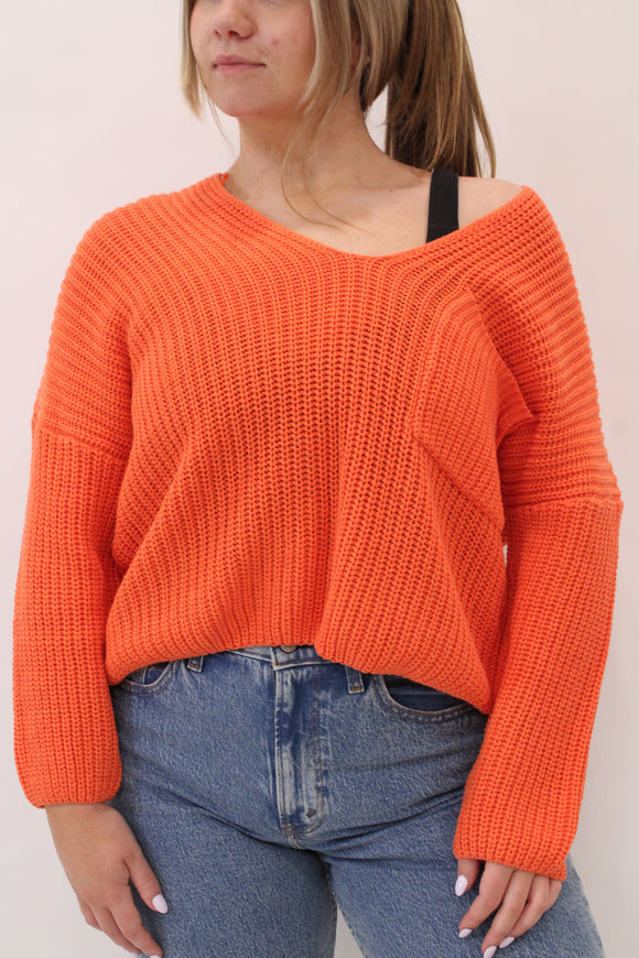V Neck Cable Knit Sweater - Greige Goods