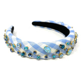 Light Blue Gingham Padded Headband - Greige Goods