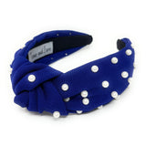 Blue White Pearls Knot Headband - Greige Goods