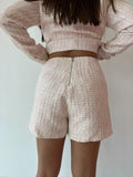 Lurex Tweed Tailored Shorts - Greige Goods