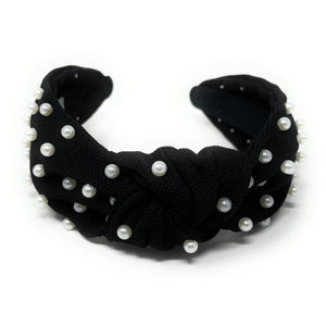 Black White Pearl Knot Headband - Greige Goods