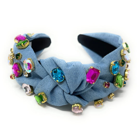 Denim Jeweled Headband - Greige Goods