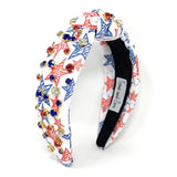 USA Star Print Jeweled Knot Headband - Greige Goods