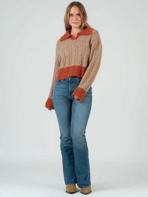 Collar Banded Sweater - Greige Goods