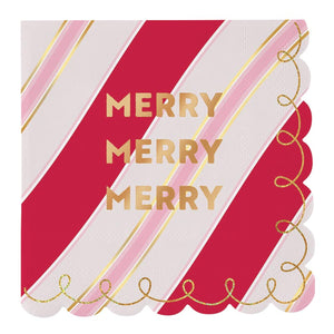 Foil Scallop Merry Napkins - Greige Goods