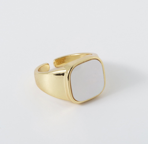 Mother of Pearl Signet Ring - Greige Goods