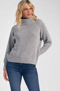 Sweater Turtleneck Cut Out Back - Greige Goods