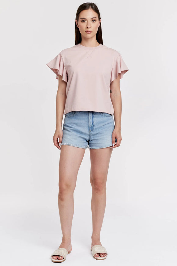 Milani Short Ruffle Sleeve Top - Greige Goods