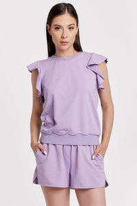 Layla Ruffle Sleeveless Top - Greige Goods