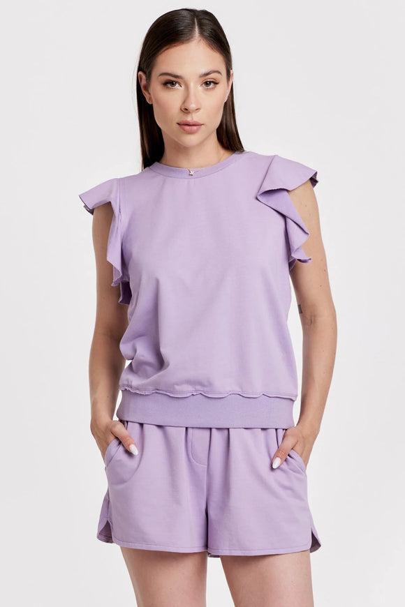 Layla Ruffle Sleeveless Top - Greige Goods