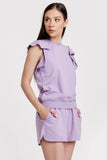 Layla Ruffle Sleeveless Top - Greige Goods