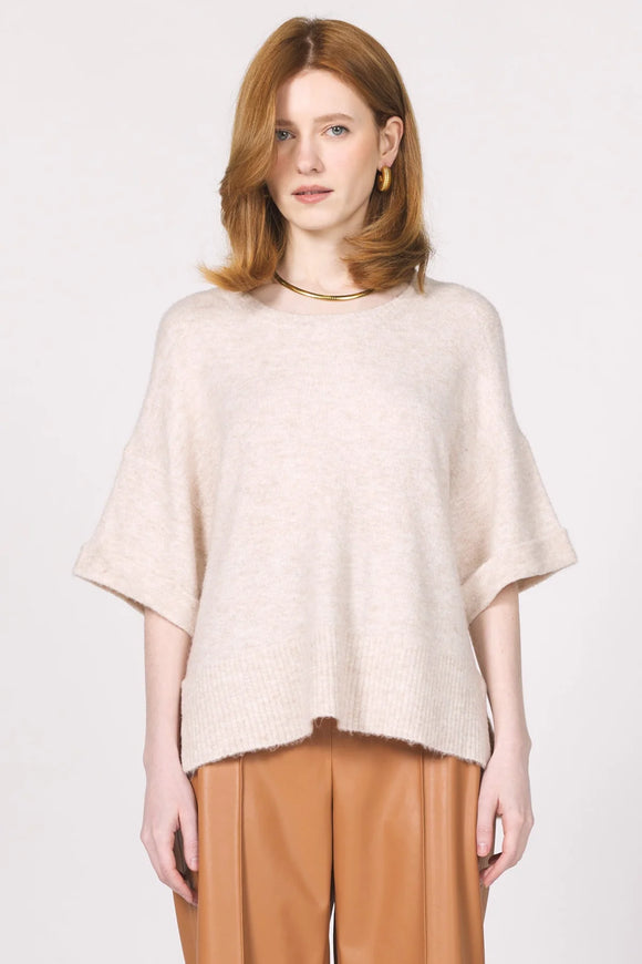 Catrina Short Sleeve Sweater - Greige Goods