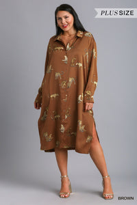 Curvy Girl Animal Print Dress Cardigan - Greige Goods
