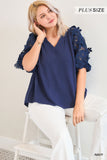 Curvy Girl Lace Sleeve Top - Greige Goods