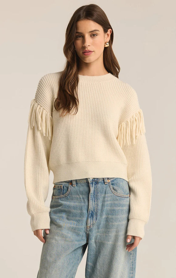 On the Fringe Sweater - Greige Goods