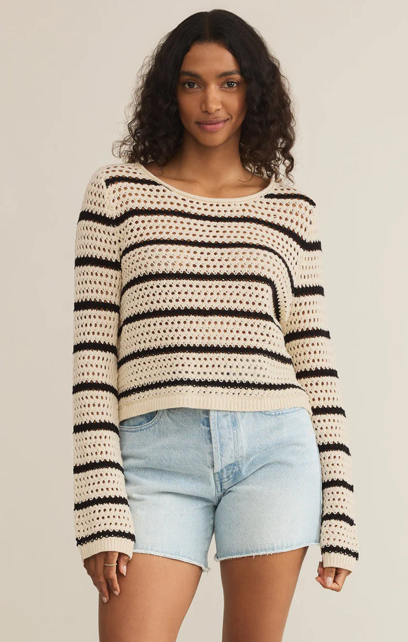 Kit Stripe Crochet Sweater - Greige Goods