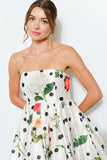 Floral Dot Strapless Bubble Mini - Greige Goods