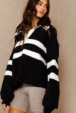 Collar Thick Stripe Top - Greige Goods