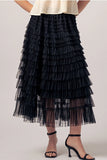 Tulle Textured Midi Skirt - Greige Goods