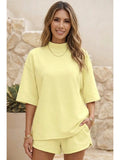 Mock Neck Shorts Set - Greige Goods