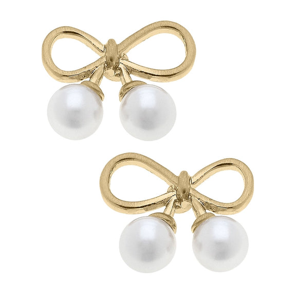 Tinsley Tiny Bow & Pearl Stud Earring