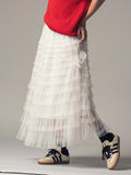 Tulle Textured Midi Skirt - Greige Goods