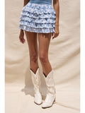 Floral Tiered Ruffle Mini Skort