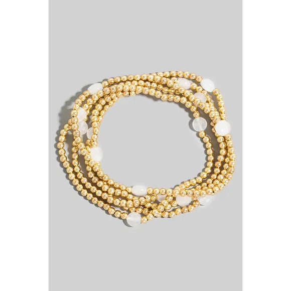 Faceted Stone Beaded Bracelet - Greige Goods
