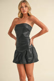 Leather Balloon Mini Dress