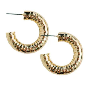 Hammered Hoop Earrings - Greige Goods