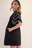Balloon Sleeve Embroidered Mini