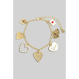 Multi Heart Charm Bracelet - Greige Goods