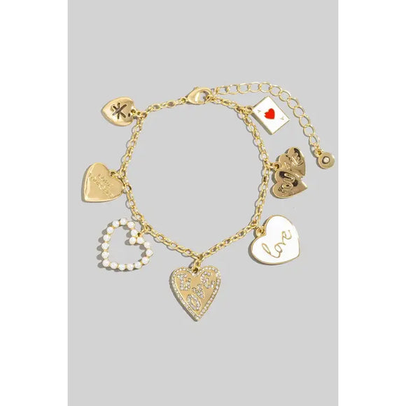 Multi Heart Charm Bracelet - Greige Goods