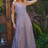 Checker Print Maxi Dress - Greige Goods