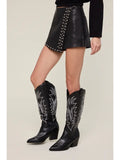 Faux Leather Studded Skort