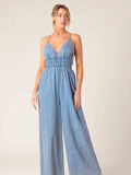 Washed Light Denim Jumpsuit - Greige Goods