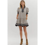 Textured Stripe Mini Dress - Greige Goods