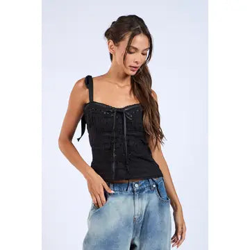 Lace Trim Cami Top - Greige Goods