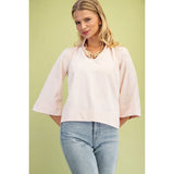 Ruffled Neck Blouse - Greige Goods