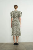 Animal Print Puff Sleeve Denim Midi - Greige Goods