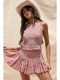 Checker Top & Mini Skort Set - Greige Goods