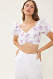 Cotton Eyelet Floral Crop Top - Greige Goods