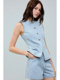 Denim Shorts & Vest Set - Greige Goods