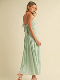 Ruched Linen Maxi Dress - Greige Goods