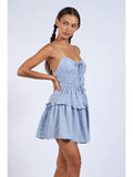 Front Tie Strap Smocked Mini - Greige Goods