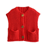 Chunky Needle Knitted Vest - Greige Goods